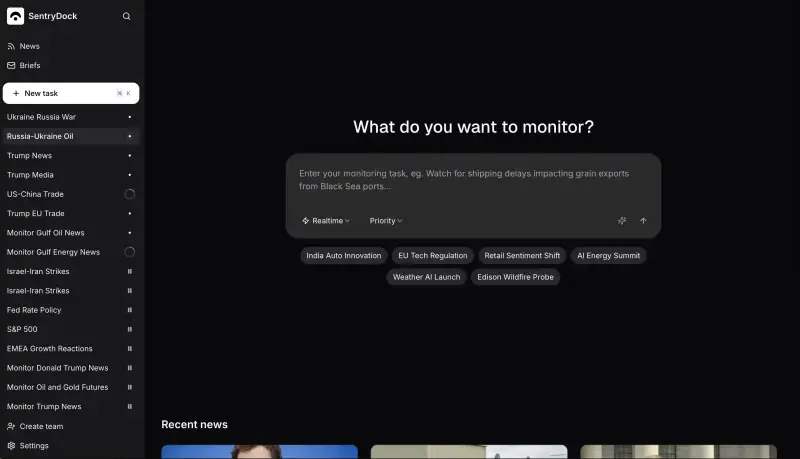 SentryDock monitor detail screen