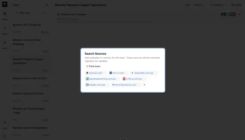 SentryDock source discovery screen